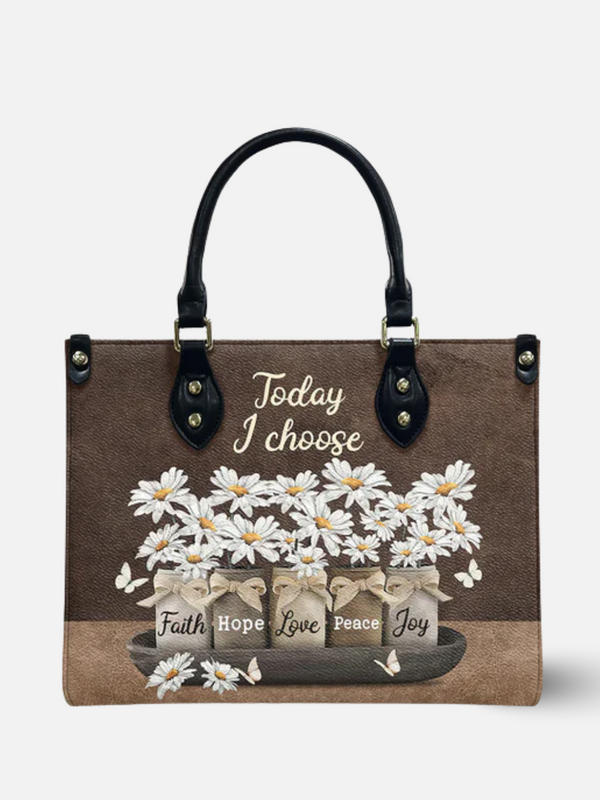 Today I Choose Joy Leather Bag