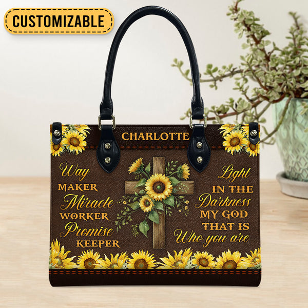 Way Maker Miracle Worker Sunflower Leather Bag