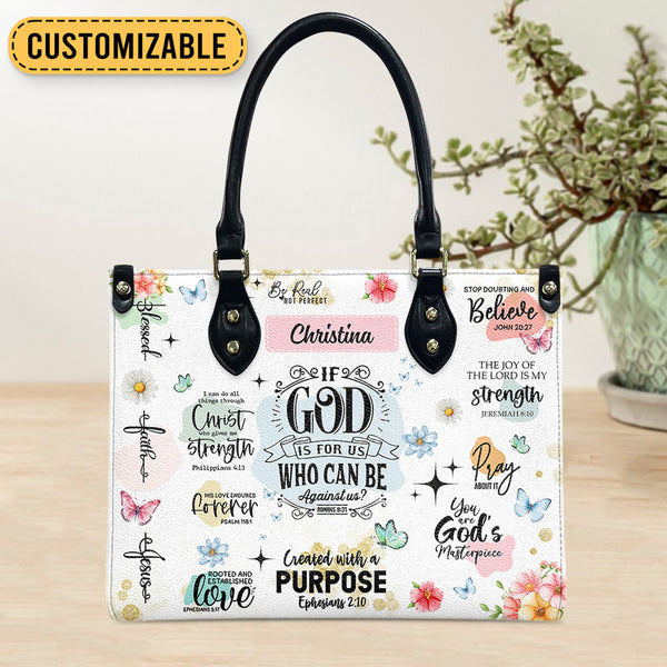 If God Is For Us Who Can Be Against Us Leather Bag