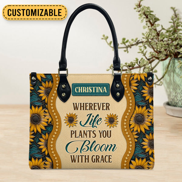 Sunflower Bloom Leather Bag