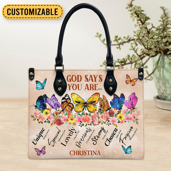 Butterfly God Says You Are Leather Bag