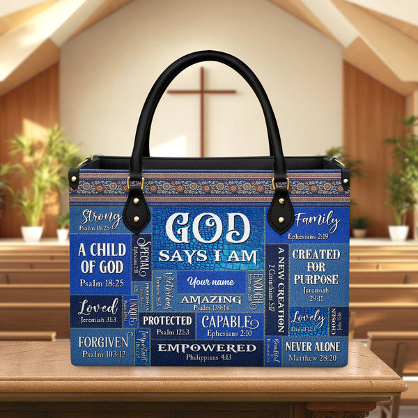 God Says I Am Leather Bag