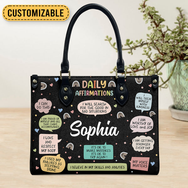 Daily Affirmations Leather Bag