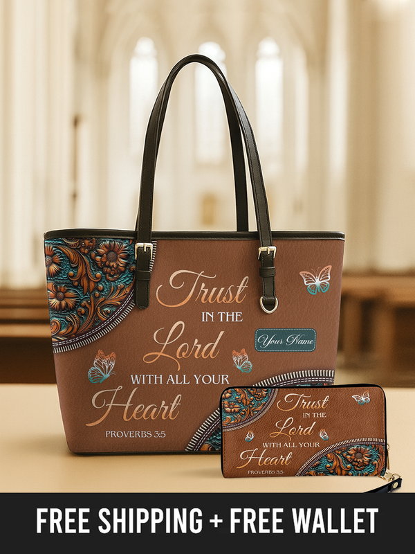 Faithful Guidance - Leather Tote Bag