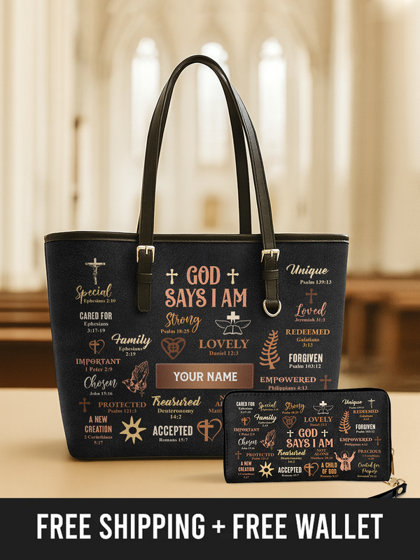 God Says I Am Identity - Leather Tote Bag