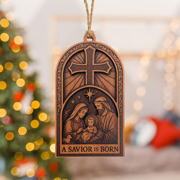 A Savior Is Born Wooden Ornament