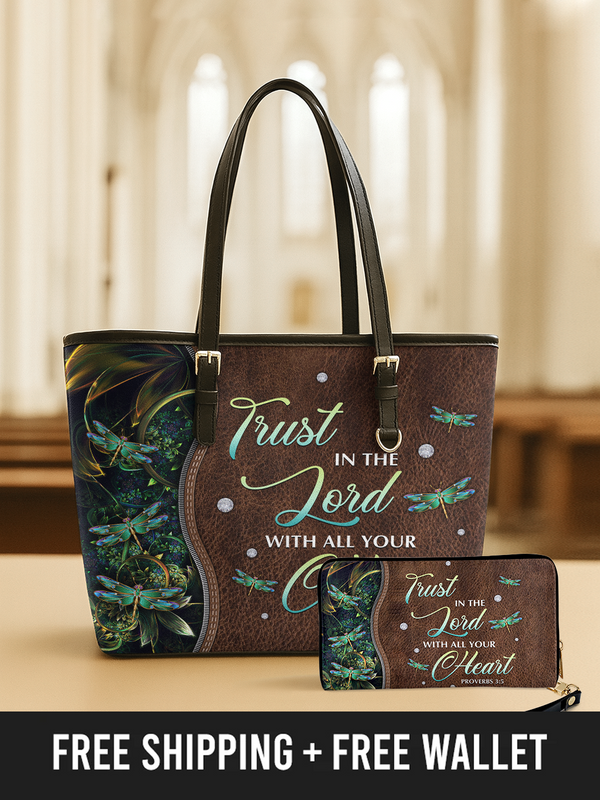 Peaceful Trust - Leather Tote Bag