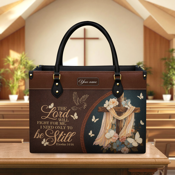 The Lord Will Fight For Me Leather Bag