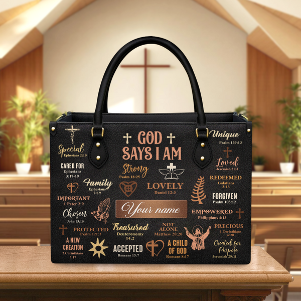 God Says I Am Leather Bag