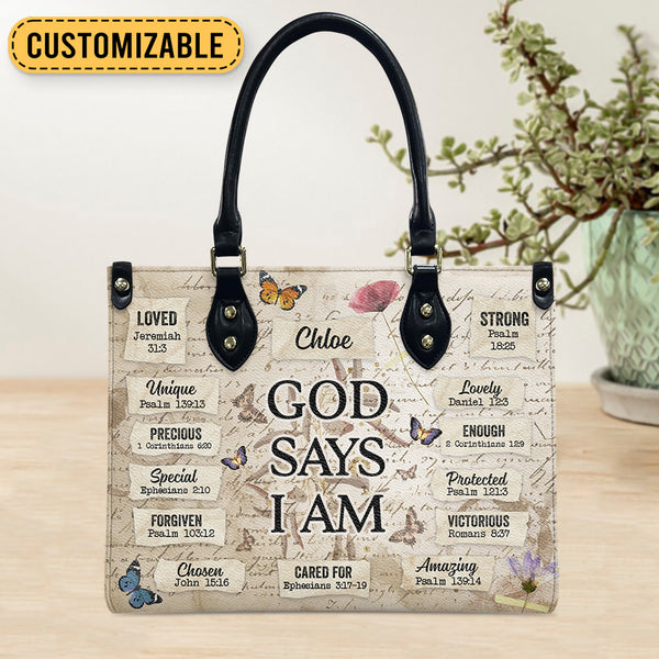 God Says I Am Butterfly Leather Bag