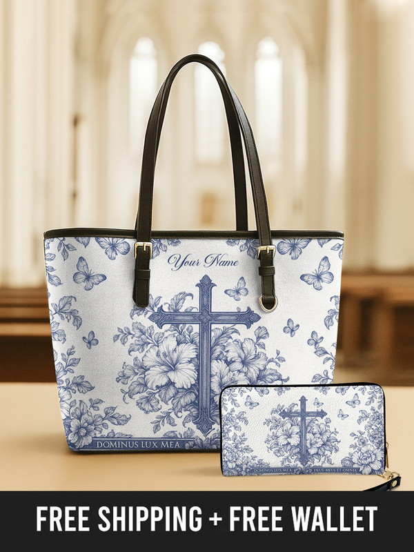 Floral Cross - Leather Tote Bag