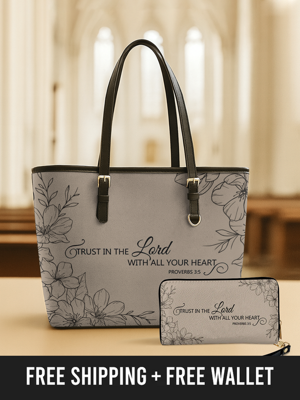 Faithful Bloom - Leather Tote Bag