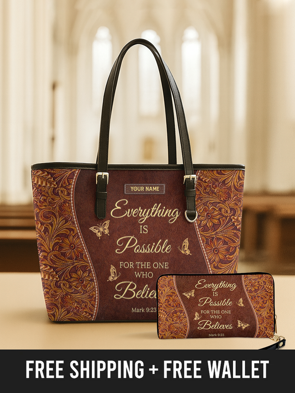 Believe & Achieve - Leather Tote Bag
