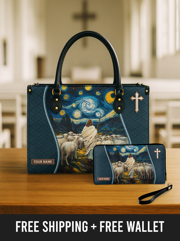 The Divine Starry Night - Leather Handbag