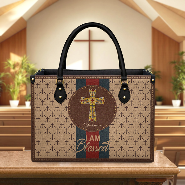 I Am Blessed Leather Bag