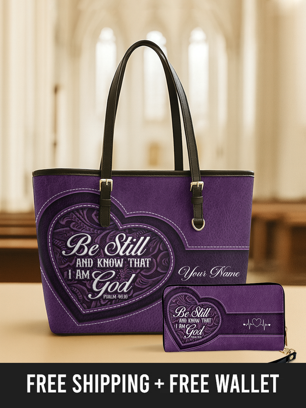 Stillness & Faith - Leather Tote Bag