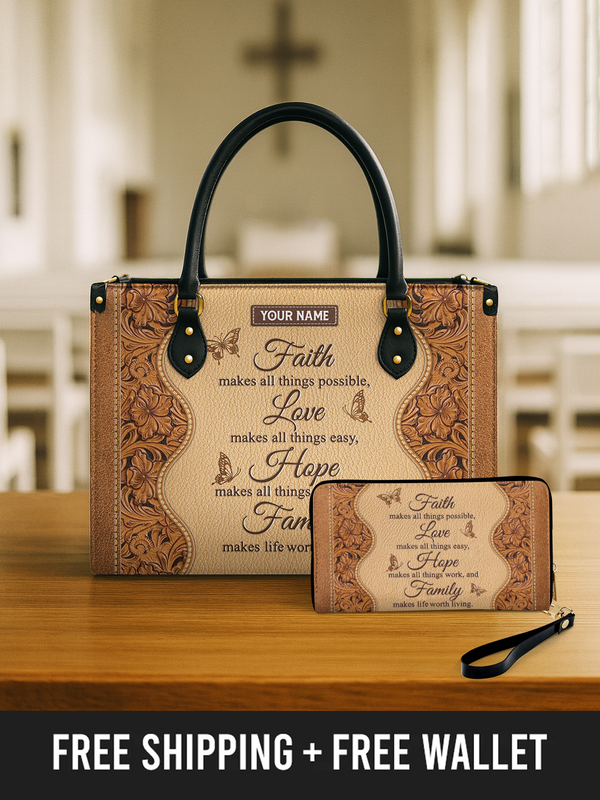Faith & Family - Leather Handbag