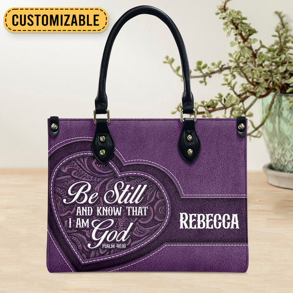 Be Still And Know Purple Leather Bag