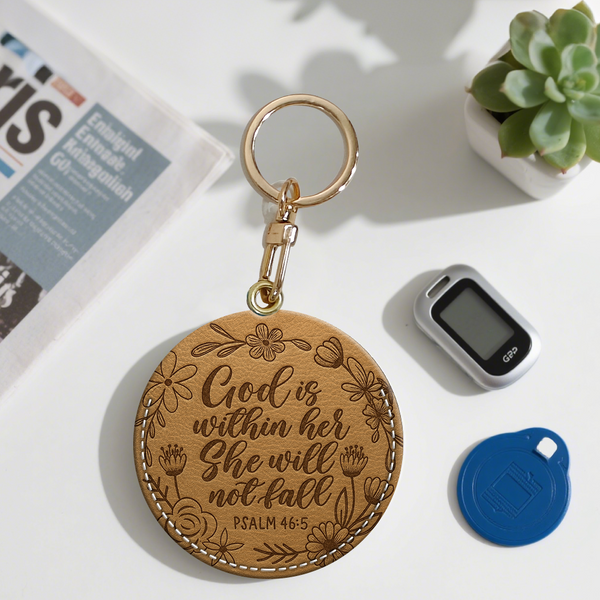 She Will Not Fall - Leather Bag Tag