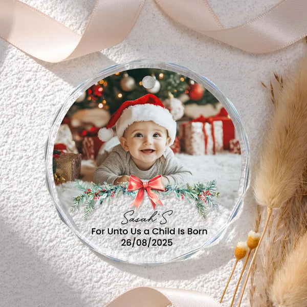 Newborn Circle Glass Ornament