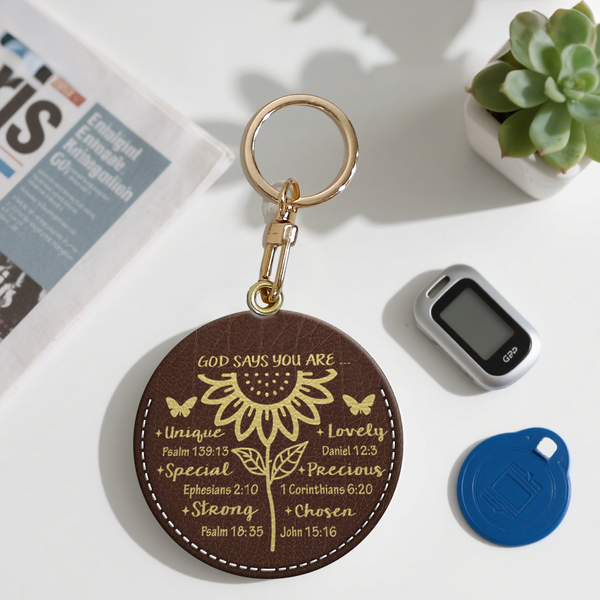God Says You Are - Brown Leather Bag Tag