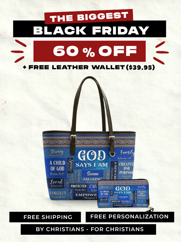 God Says I Am - Leather Tote Bag