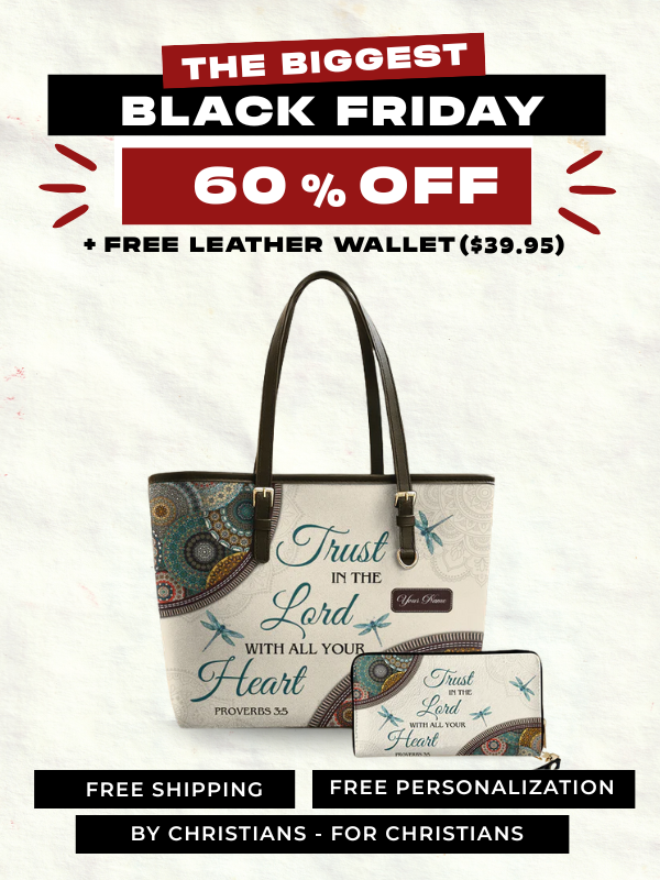 Trust In The Lord - Leather Tote Bag