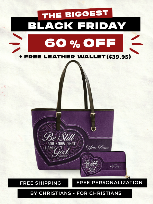 Stillness & Faith - Leather Tote Bag