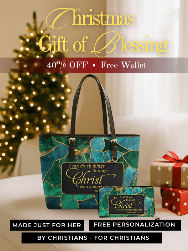 Strength in Christ - Leather Tote Bag