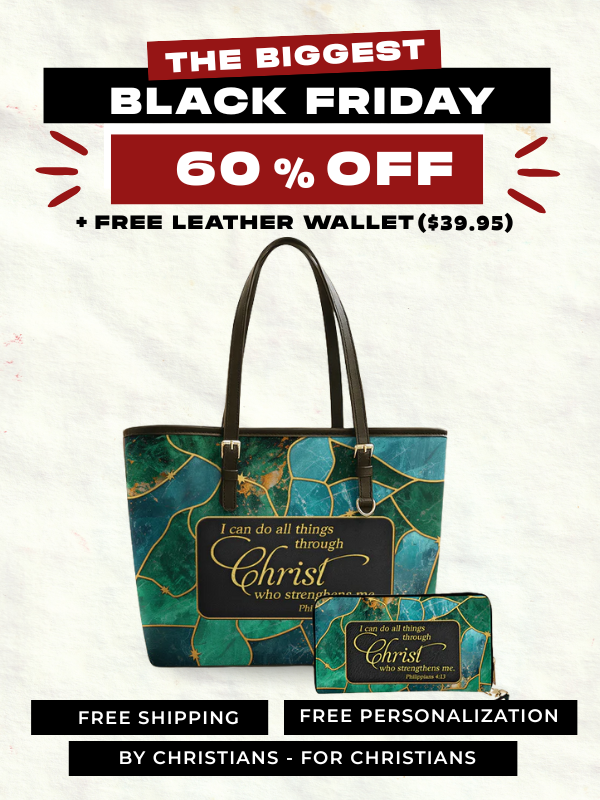 Strength in Christ - Leather Tote Bag