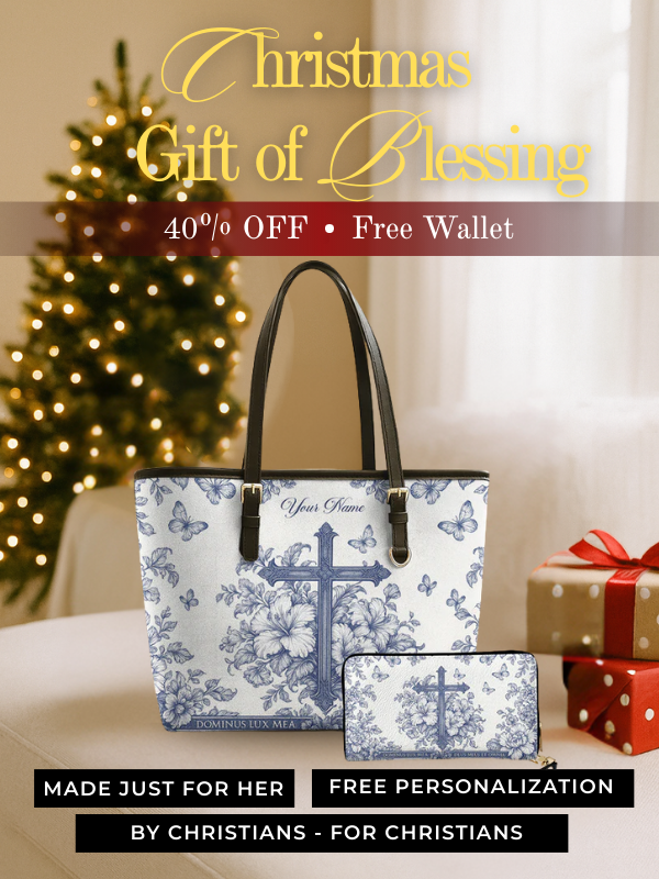 Floral Cross - Leather Tote Bag