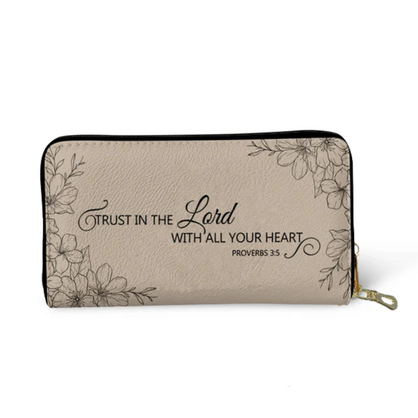 Trust In The Lord With All Your Heart Leather Wallet