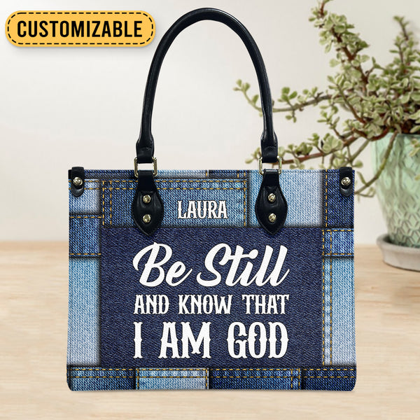 And Know That I Am God Leather Bag