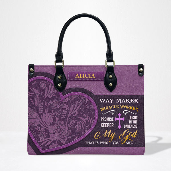 Way Maker Miracle Worker Violet Leather Bag